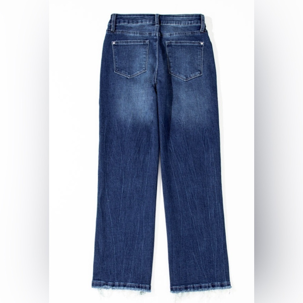 Mineral Wash Raw Hem High Waist Flared Jeans - Picture 3 of 3